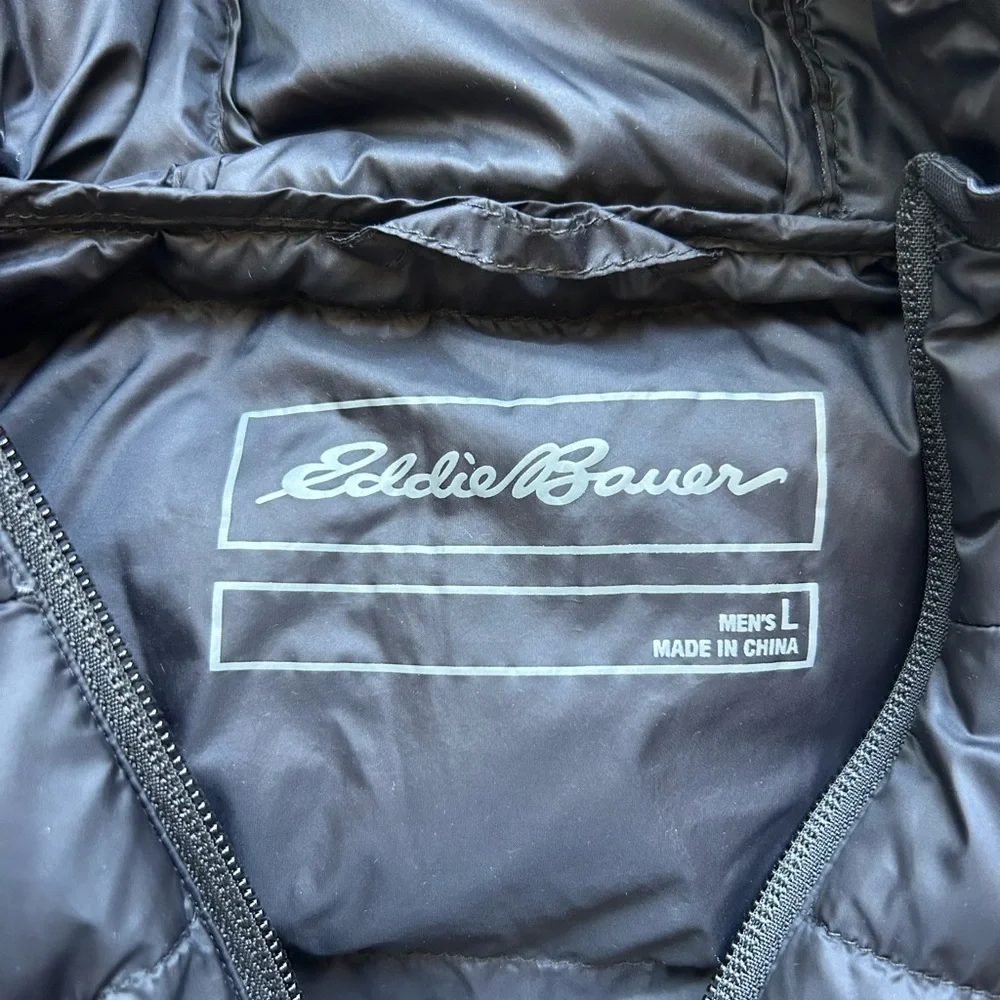 Eddie Bauer Black Men's Wide Channel Hooded Down Jacket